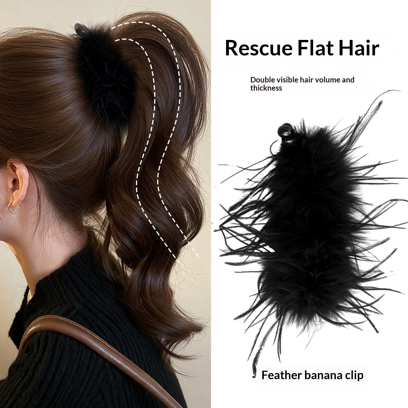 Ostrich Feather Hair Clip For Women