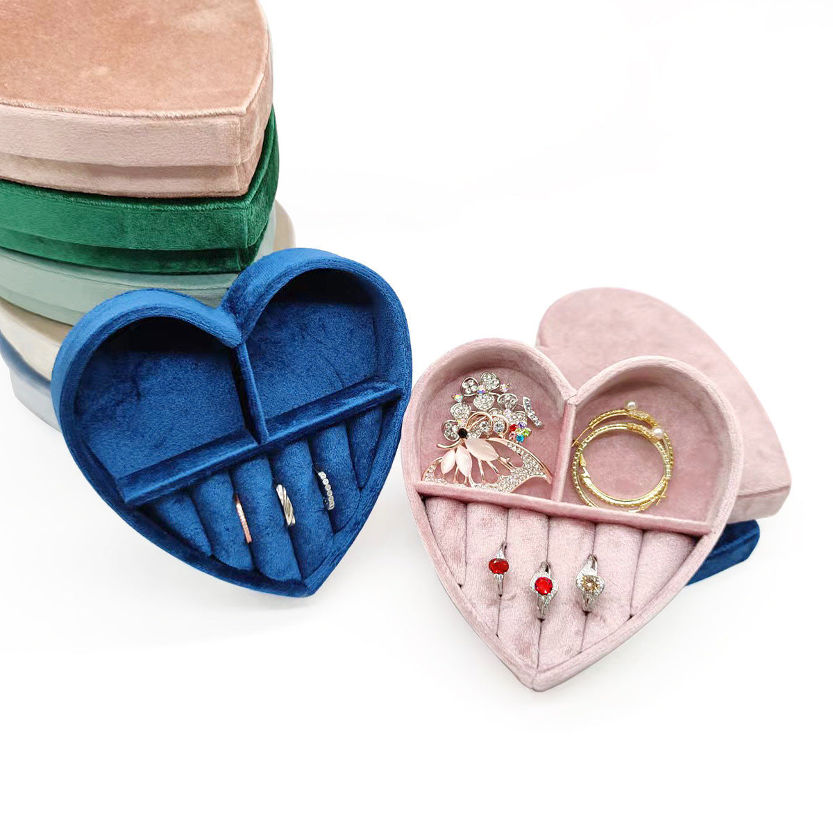 Velvet Heart-Shaped Jewellery Box