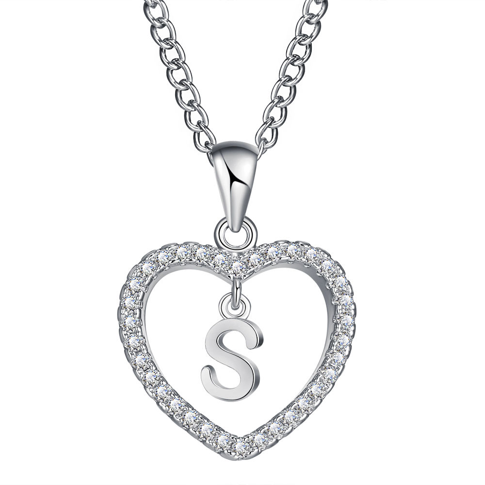 26-Letter Zircon Heart Necklace