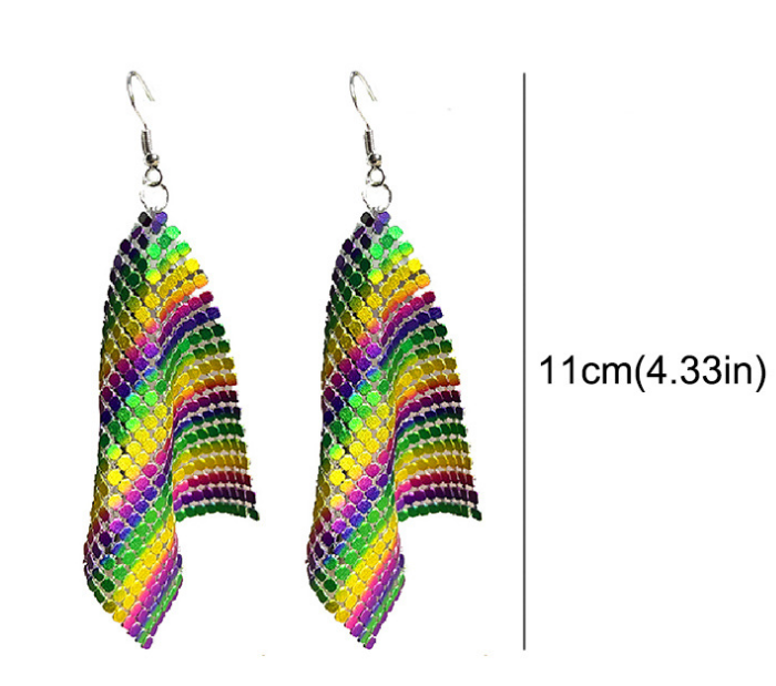 Fashion Feather Metal Mesh Earrings