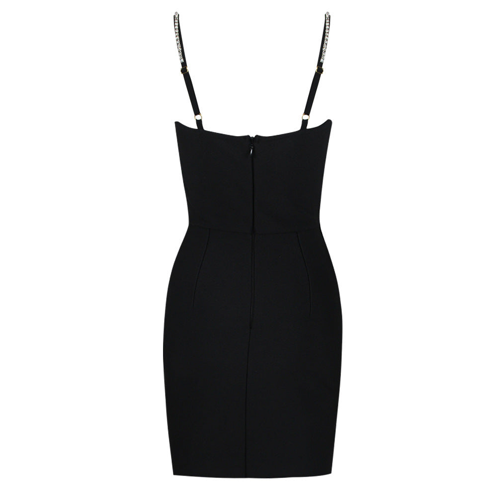 Sling Tube Top Backless Diamond Slimming Bandage One-Piece Dress
