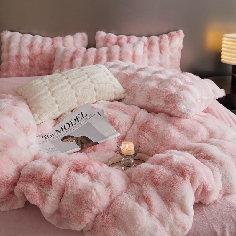 Fur Velvet Four-Piece Set Fitted Sheet Set Bedding