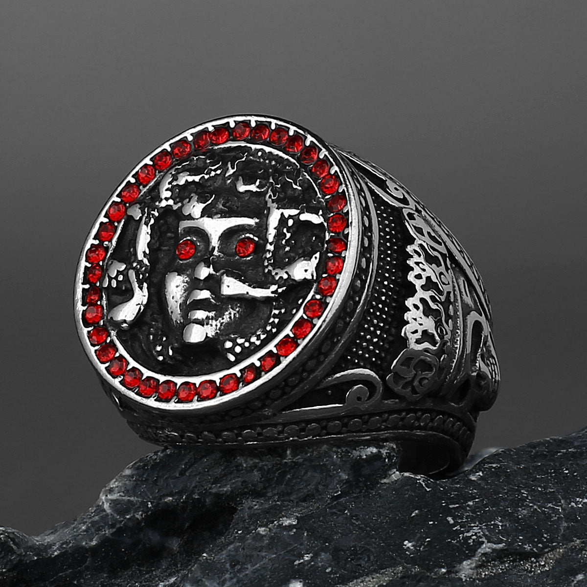 Retro Greek Mythology Snake Head Medusa Titanium Steel Ring