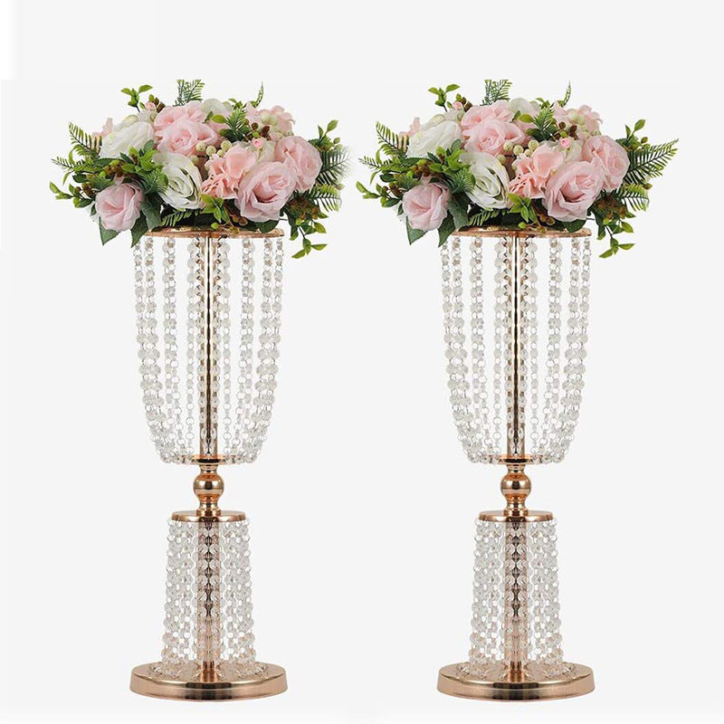 Iron Plating Small Waist Crystal Candlestick Party Wedding Banquet Hall Hotel Table Flower Stand Decoration