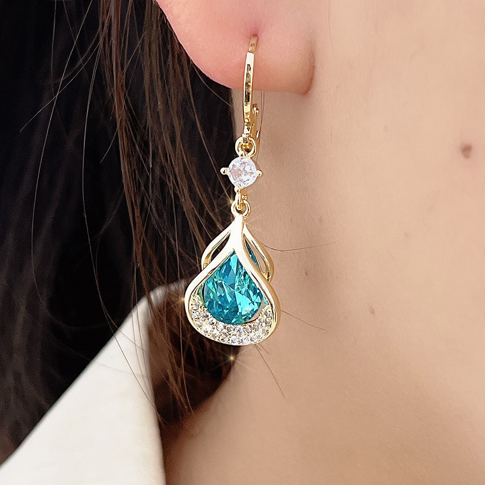 Micro Inlaid Zircon Exquisite Elegant Luxury Light Luxury High-End Earrings
