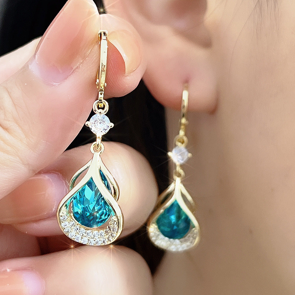 Micro Inlaid Zircon Exquisite Elegant Luxury Light Luxury High-End Earrings
