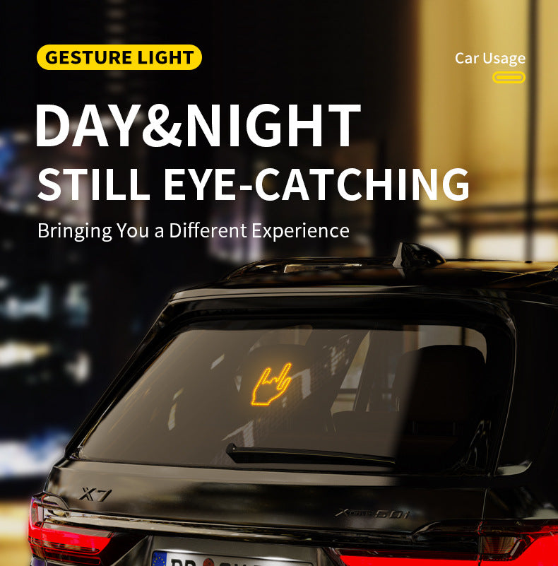 LED Stickers for Car Window, Car LED Sign Finger Lights Funny Car Accessory Gifts for Men, Hand Gesture Light for Car, Finger Gesture Light with Remote