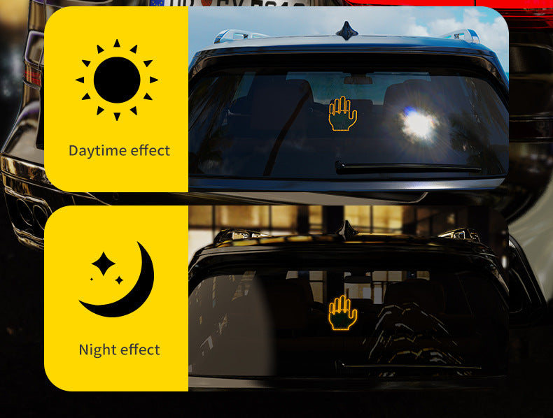 LED Stickers for Car Window, Car LED Sign Finger Lights Funny Car Accessory Gifts for Men, Hand Gesture Light for Car, Finger Gesture Light with Remote