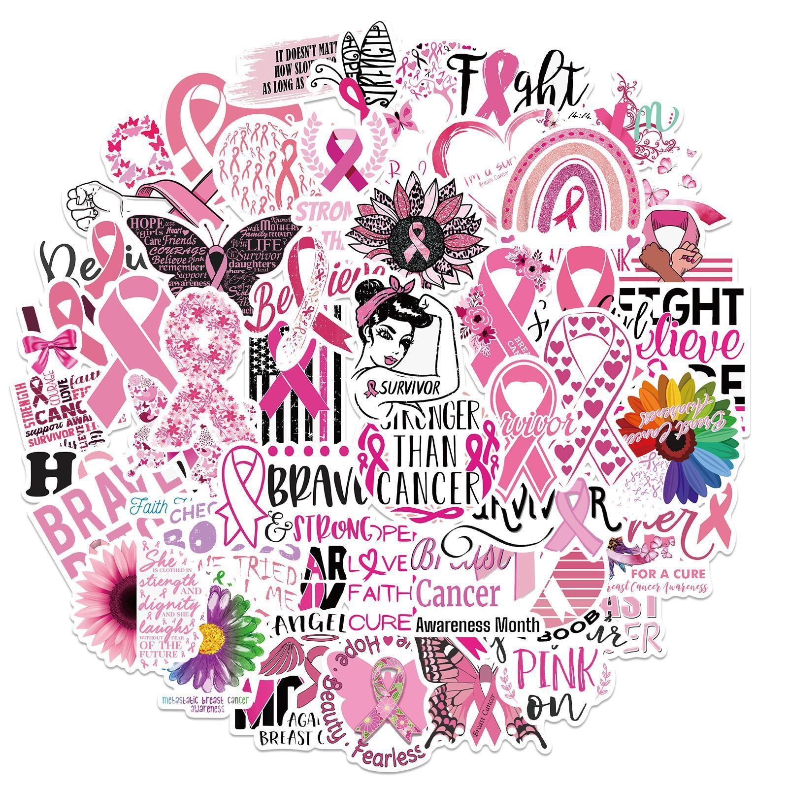 103050pcs Breast Cancer Awareness Stickers Ribbon