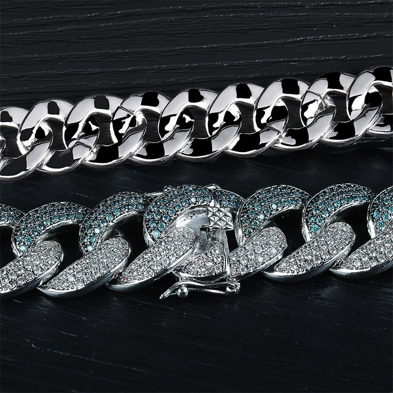 Emerald Color Men's Large Cuban Chain