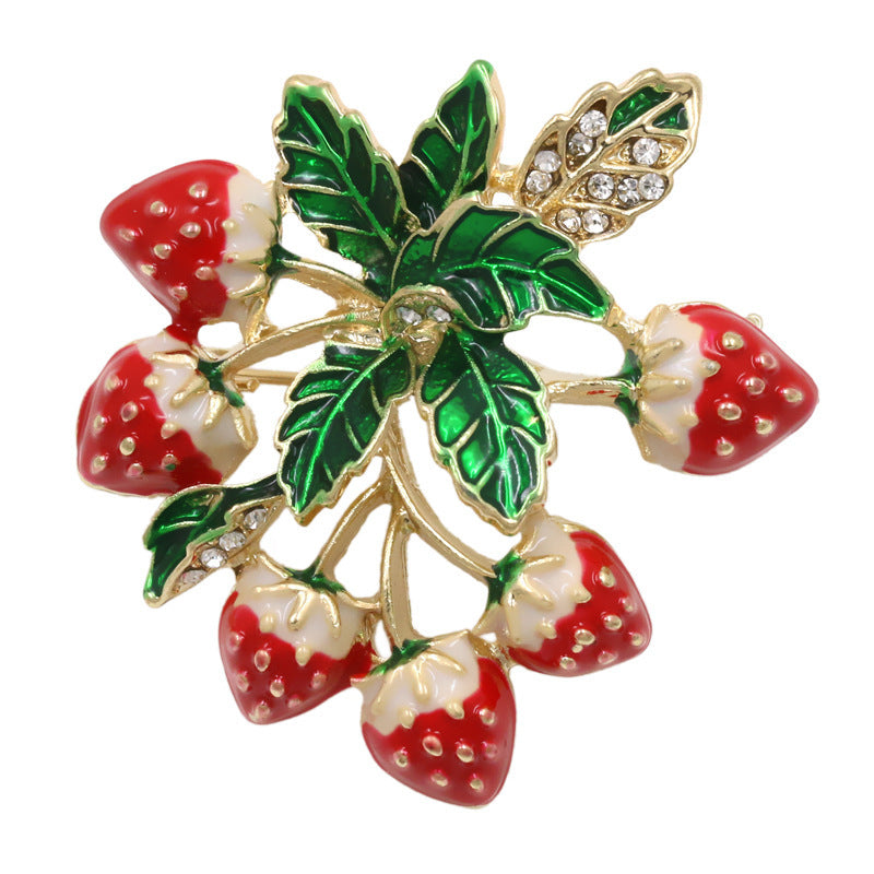 Dripping Oil Plating Strawberry Brooch