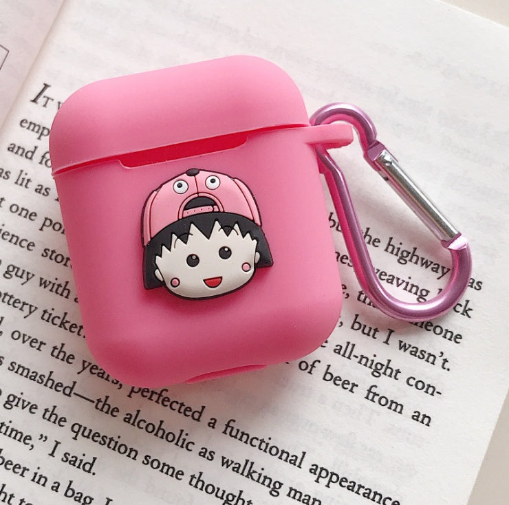 Compatible with Apple, AirPods Protective Jacket Cute Cartoon Silicone Anti-Falling Earphone Jacket Japanese Korean Women''s Key-Clasp Hanging Rope