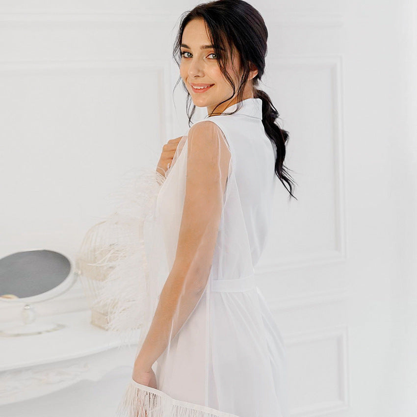 Women's Lace Feather Hollow Dress