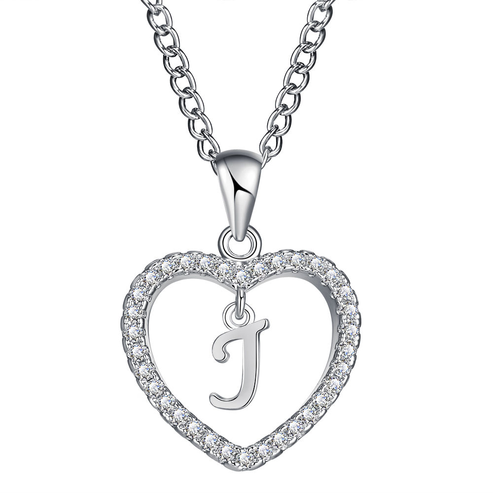 26-Letter Zircon Heart Necklace