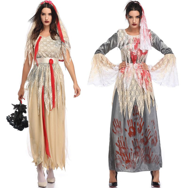 Male and Female Adult Bride and Groom Halloween Costumes