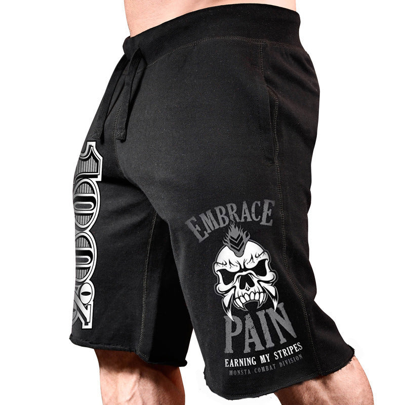 Sports Running Casual Big Print Cotton Elastic Shorts