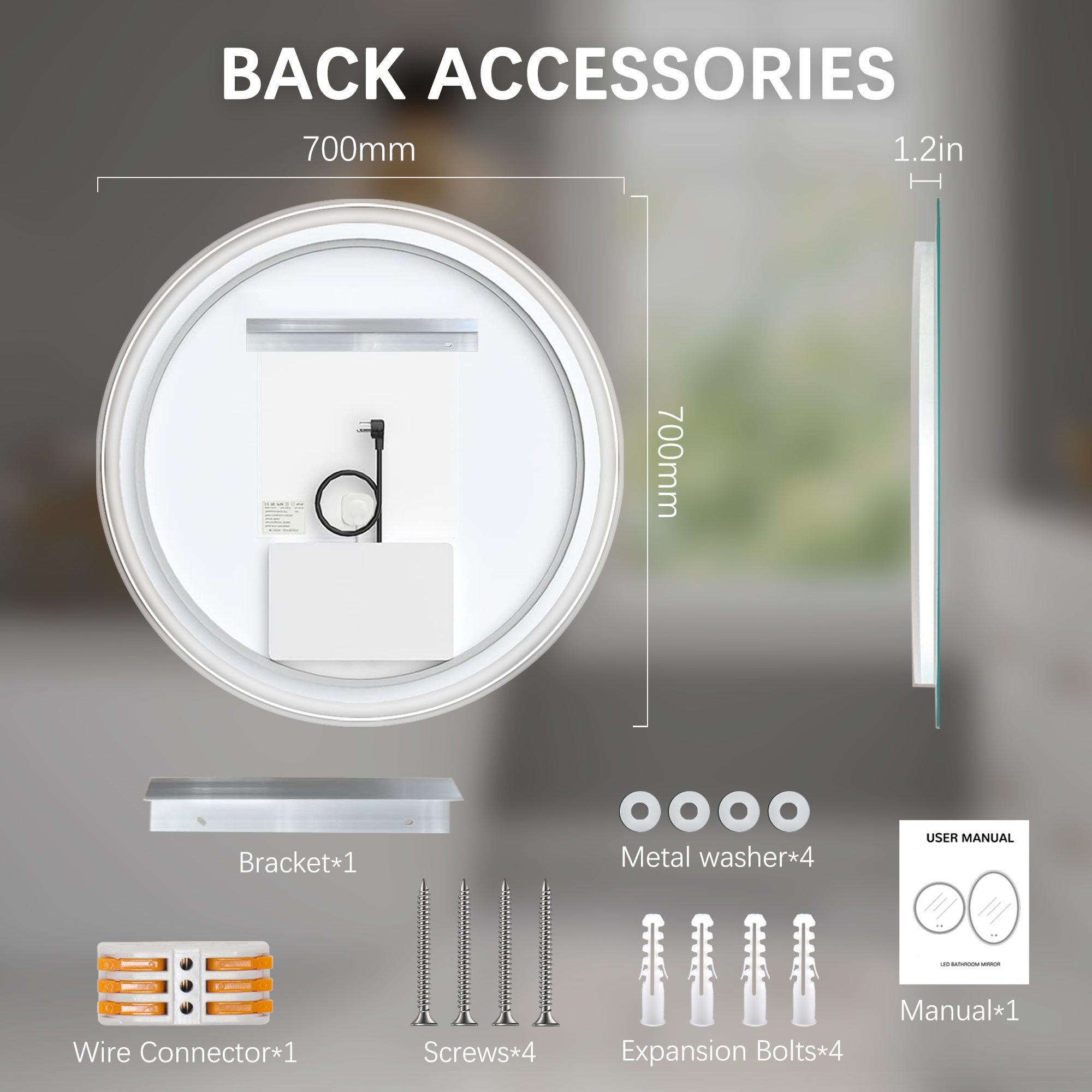 28 Inch Round LED Bathroom Mirror -Wall Mounted