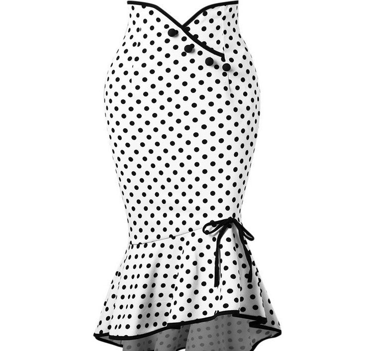 Polka Dot Print Mermaid Skirt