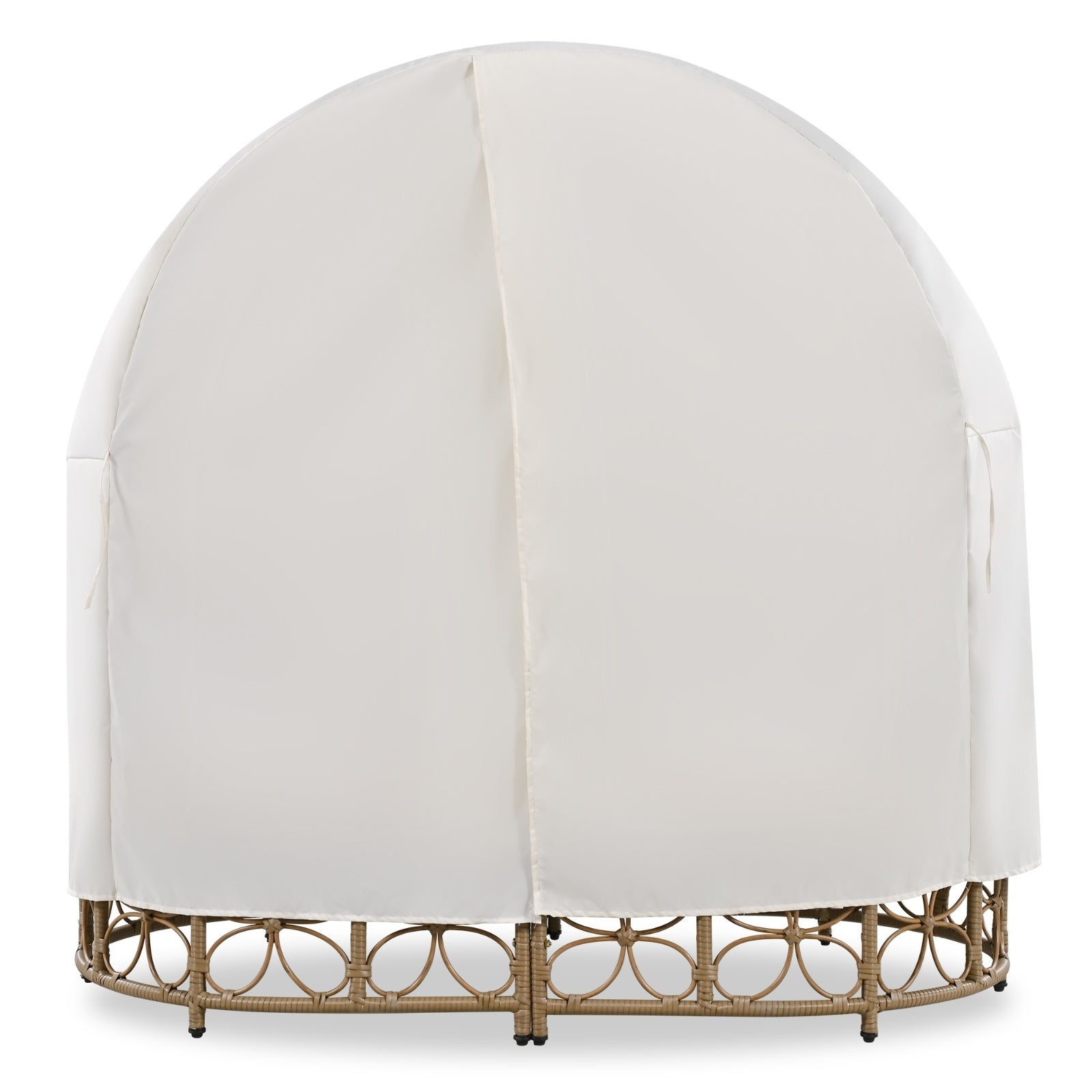 GO 59.8 Daybed Outdoor Sunbed With Colorful Pillows, Wicker Patio Daybed With Curtain, Floral Patte