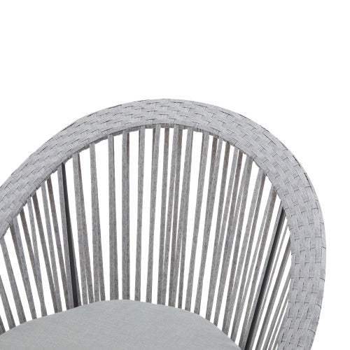 26.7 Modern Gray Wicker Lounge Chair With Rattan And Iron Frame, Featuring A Stylish Round Design, Perfect For Living Room, Patio, Or Balcony Relaxation