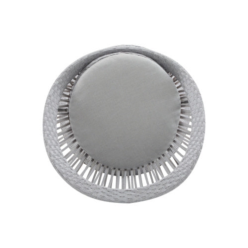 26.7 Modern Gray Wicker Lounge Chair With Rattan And Iron Frame, Featuring A Stylish Round Design, Perfect For Living Room, Patio, Or Balcony Relaxation