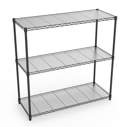 3 Tier Wire Shelving Unit, 1050 LBS NSF Height Adjustable Metal Garage Storage Shelves, Heavy Duty Storage Wire Rack Metal Shelves - Black