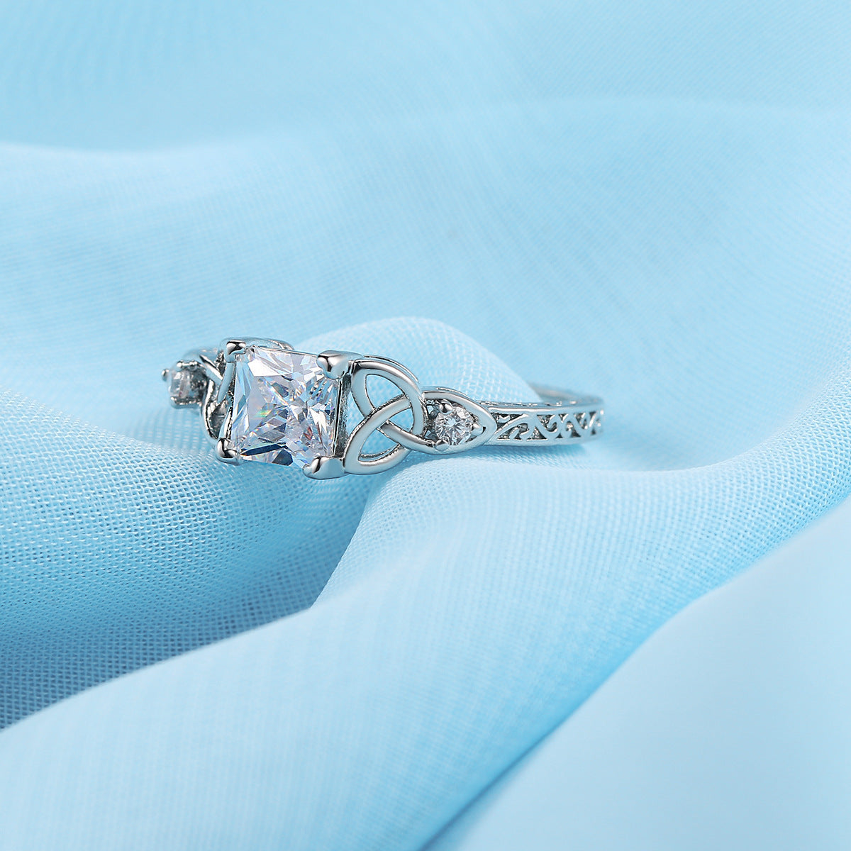 Zircon Micro-Plated White Gold Ring
