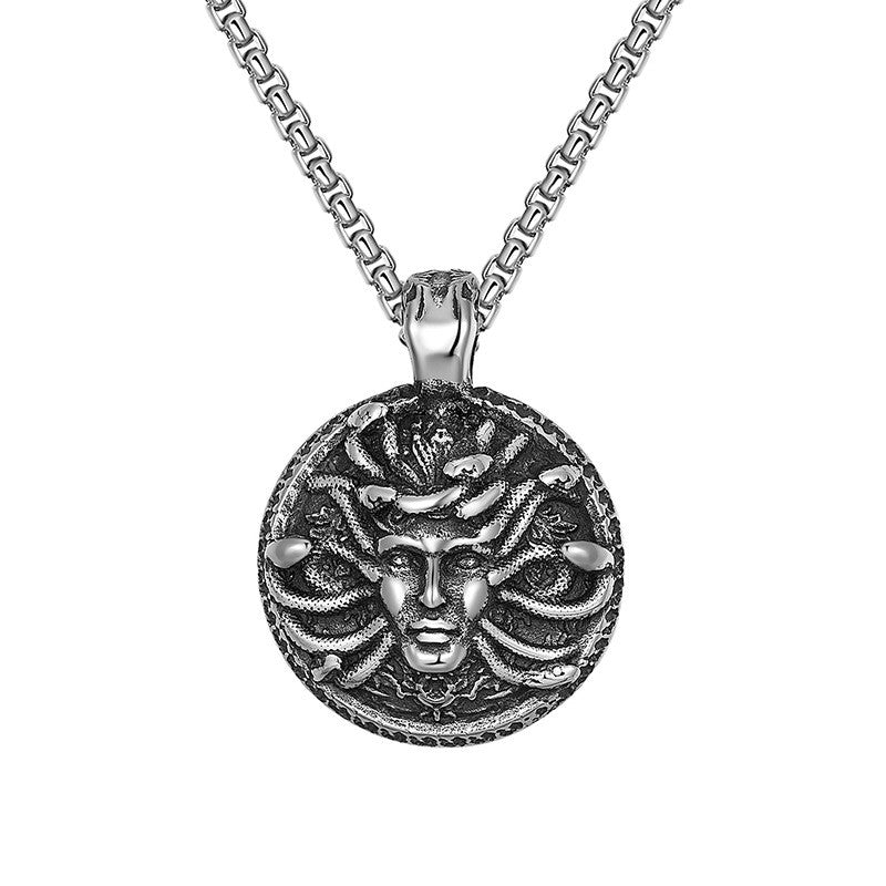 Greek Mythology Snake Head Medusa Titanium Necklace