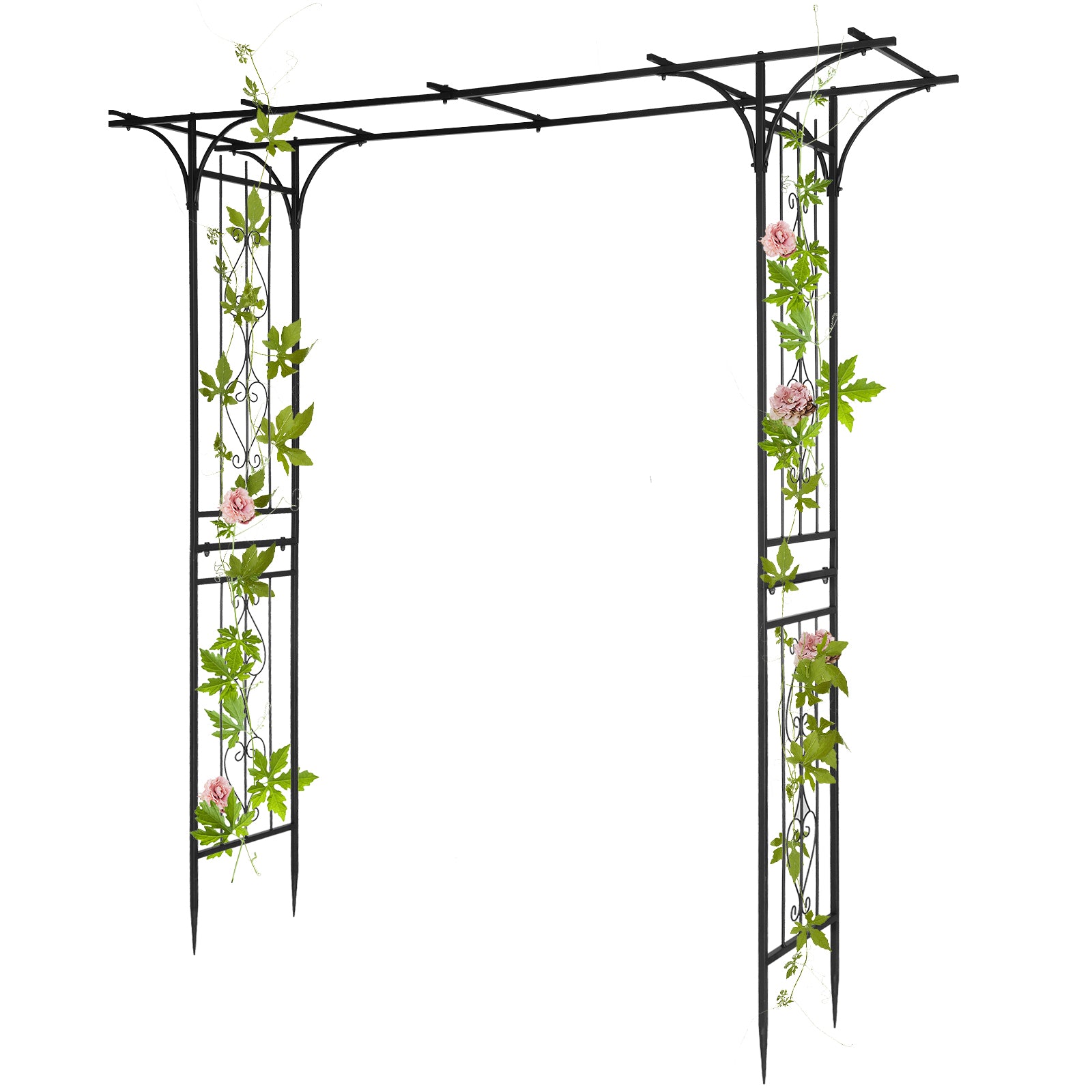 7.1ft Black Flat Top Wrought Iron 16mm Pipe Courtyard Iron Arch