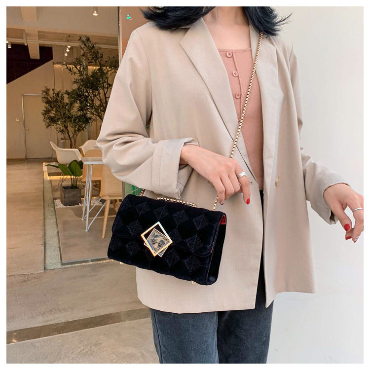 Velvet Diamond Chain Bag