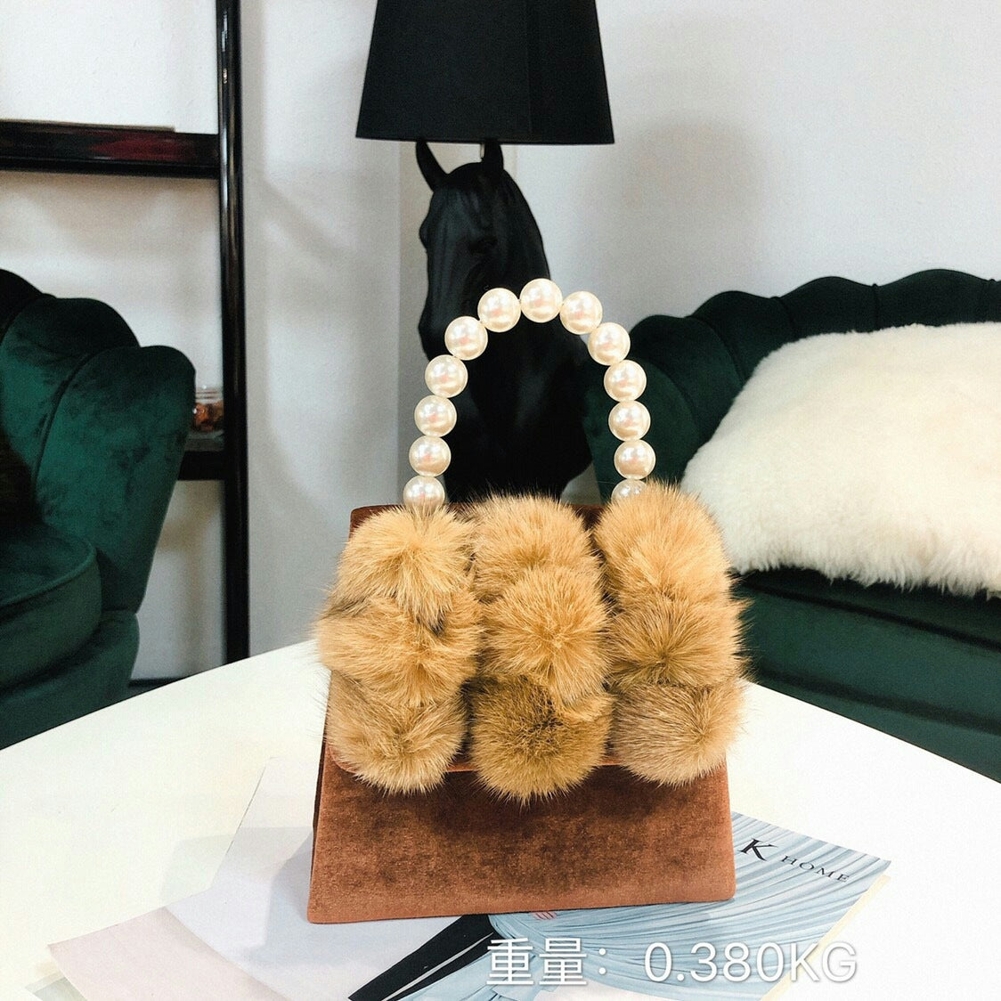 Hairball Velvet Small Square Bag