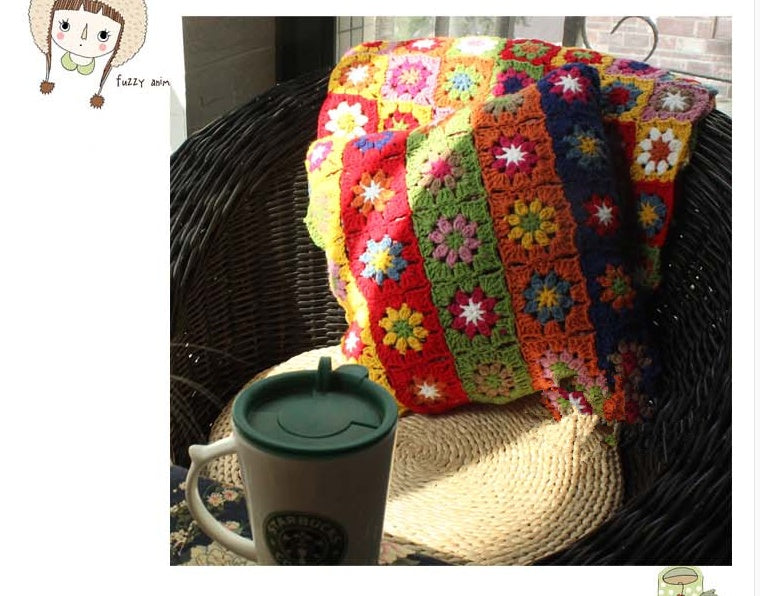 Hand Crochet Flower Crochet Bedside Pillow