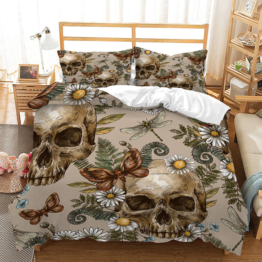 Three-Piece Skull Digital Printing Bedding