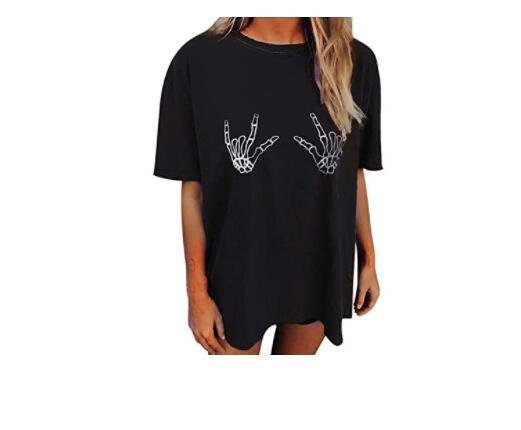Women's Short Sleeved Vintage T-Shirt Skull Print High Street Fashion