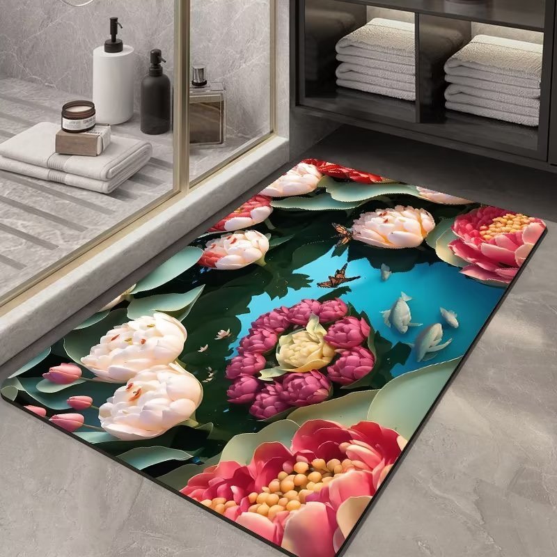 Soft Diatom Ooze Floor Bathroom Absorbent Bathroom Step Mat Quick-Drying Non-Slip Toilet Door Mat