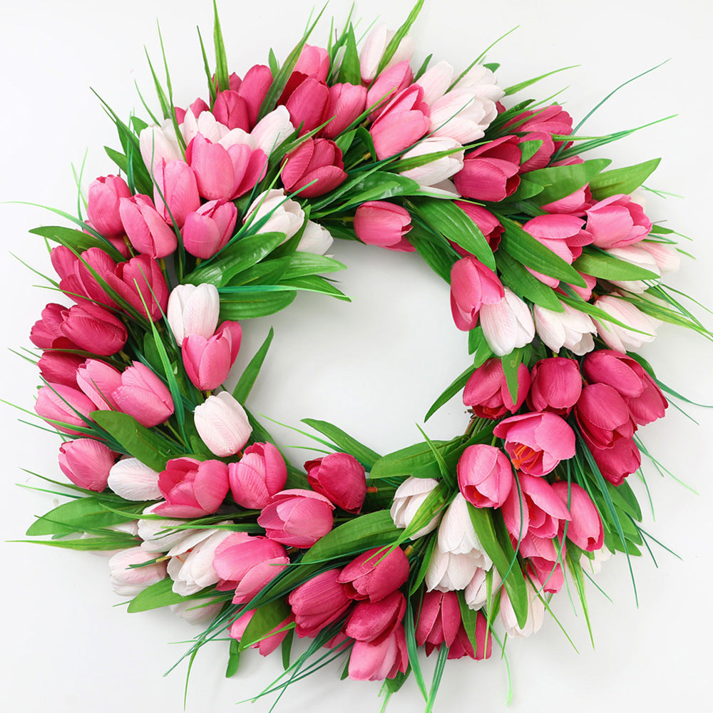 Simulation Tulip Wreath Home Decoration Wreath Door Hanging