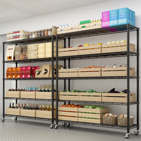 Five Layer Heavy-duty Display Rack With Rubber Wheels And Adjustable Interlayer Spacing