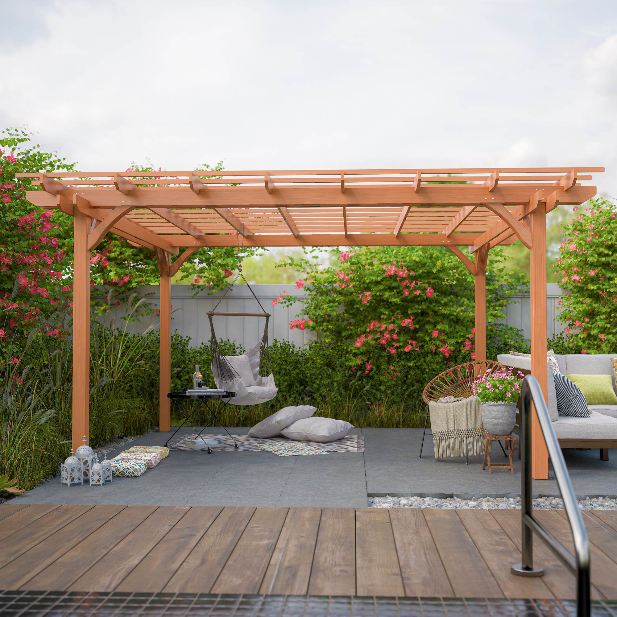 Outdoor Wood Pergola, Wooden Patio Pergola Gazebo For Climbing Plant Support, Garden,Brown
