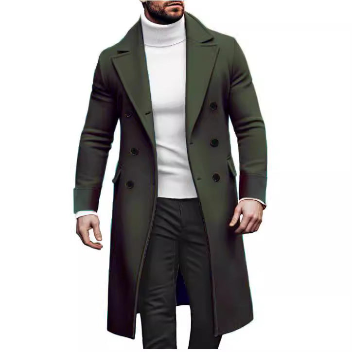 Woolen Large Overcoat Male Double-Breasted Coat