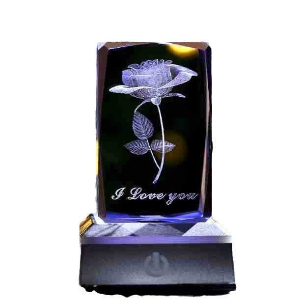 Crystal Decoration 3D Inner Carved Crystal With Lamp Holder