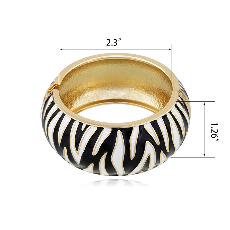 Zebra Pattern Alloy Drip Oil Fashion Bracelet