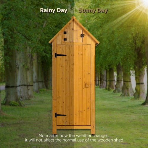 30.3L X 21.3W X 70.5H Outdoor Storage Cabinet Tool Shed Wooden Garden Shed Natural