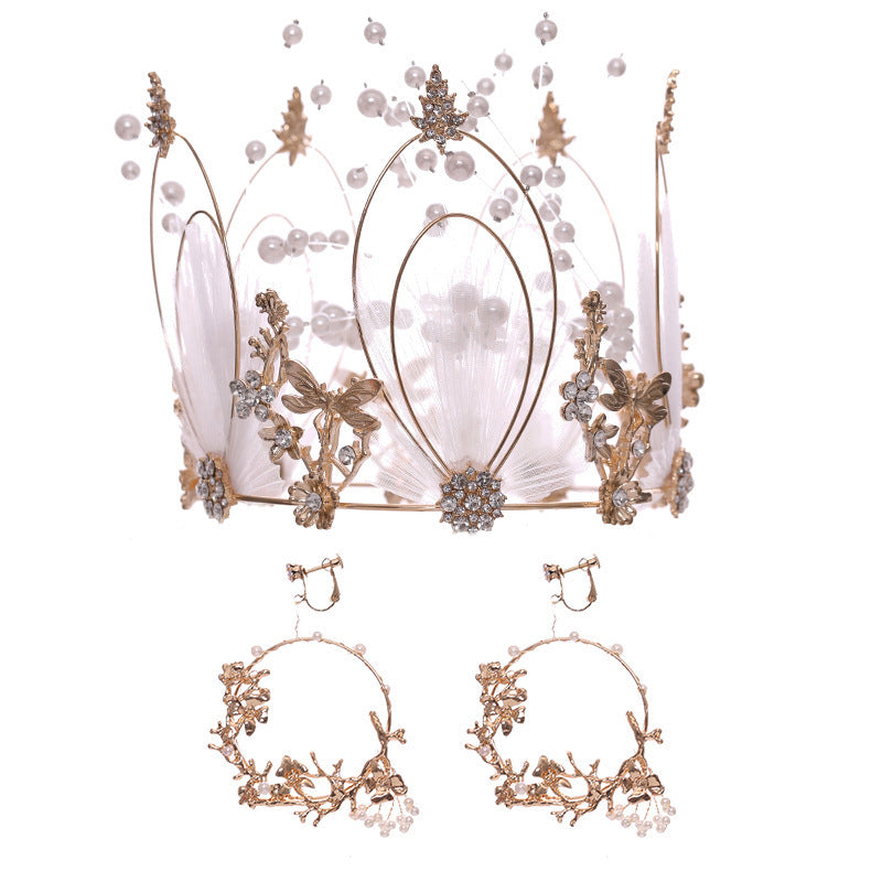 Ladies Alloy Pearl Full Circle Bridal Crown Tiara