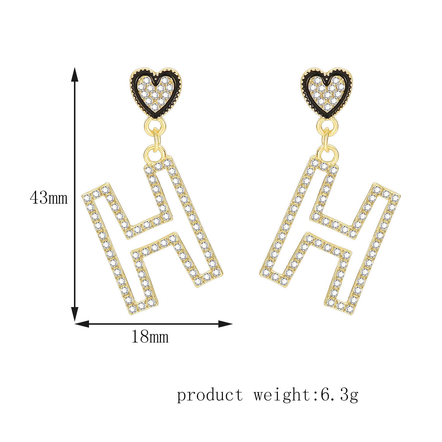Long Love H Letter Earrings Exaggerated