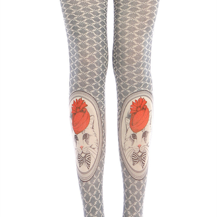 Lolita Cat Printed Pantyhose Personality Girl