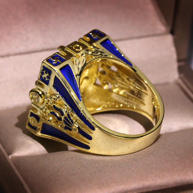 New Enamel Striped Blue Ring
