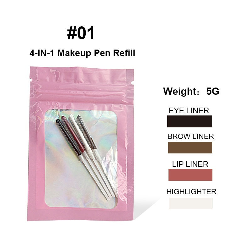 Four-In-One Cosmetic Brush Four-Color Highlight Lip Liner Eyeliner Eyebrow Pencil