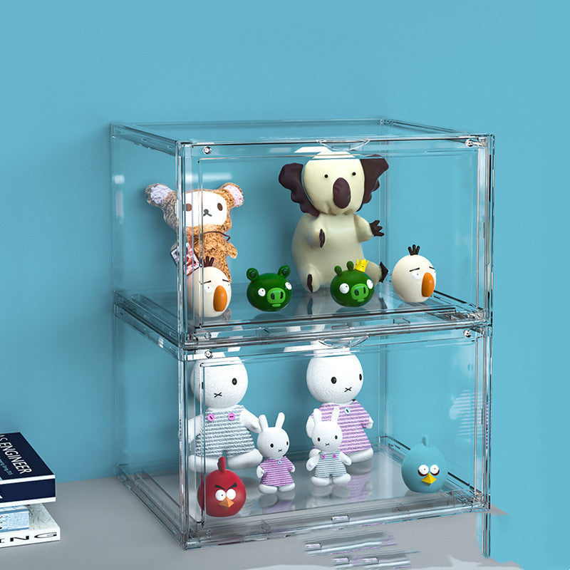 High Transparent Shoe Box Storage Display Side Door Magnetic Suction