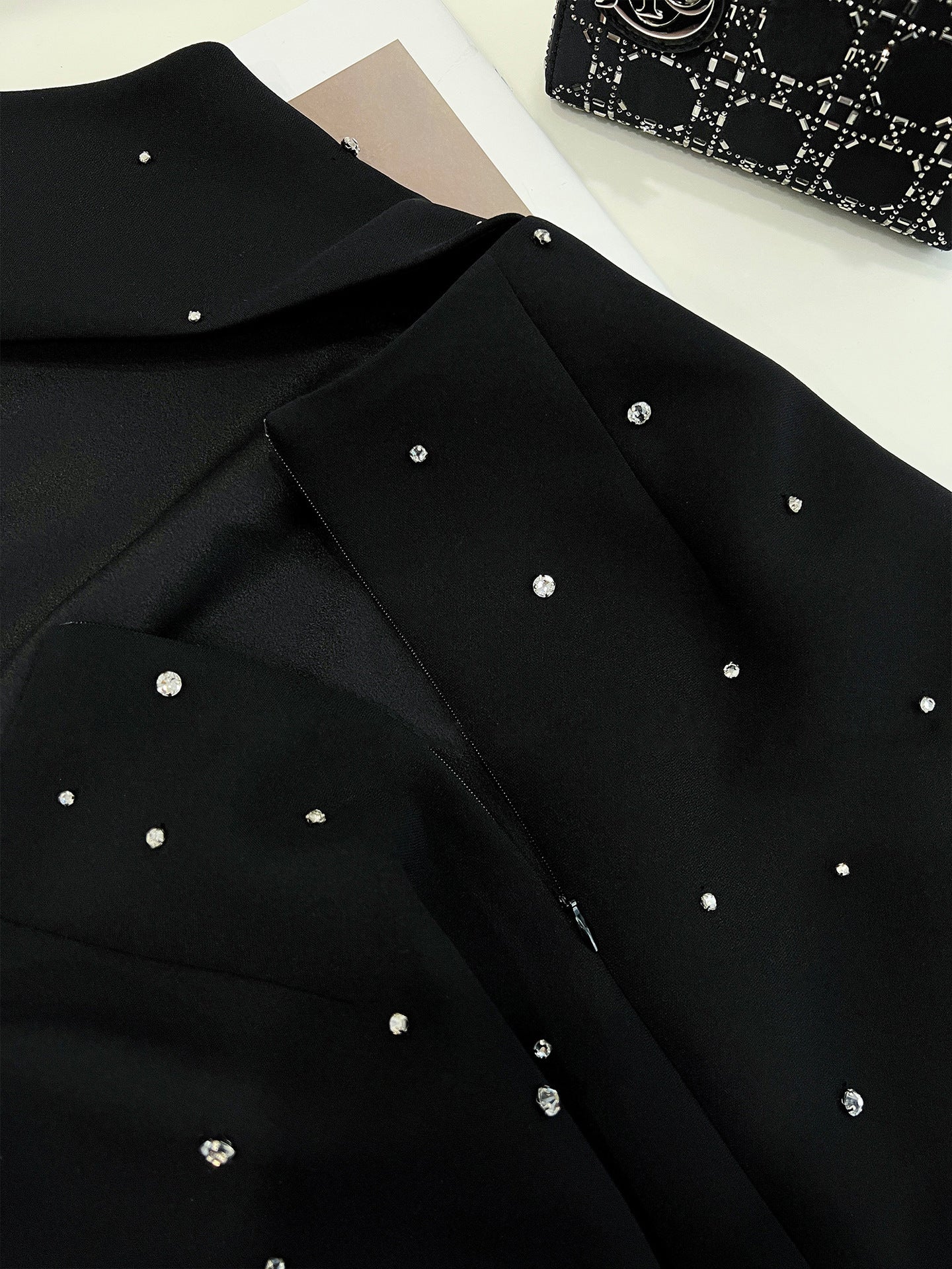 Cold-Shoulder Sleeveless A- Line Short Skirt French Black