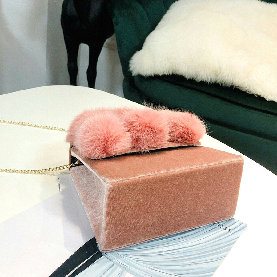Hairball Velvet Small Square Bag